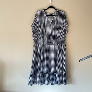 3XL Navy and White Gingham Dress